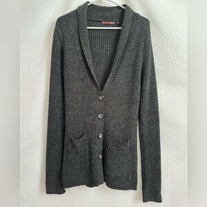 Papaya Women’s Charcoal Gray Button-Up Cardigan Sweater Pockets Size: Large